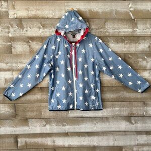 Eddie Bauer Light Blue Star Hooded Windbreaker